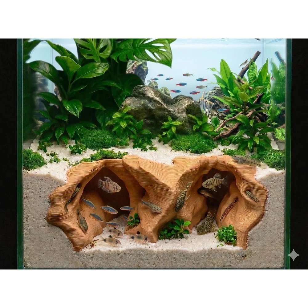 Subterranean Cave Hide – Aquarium & Terrarium Decor, Rock Gorge Cliff Cave
